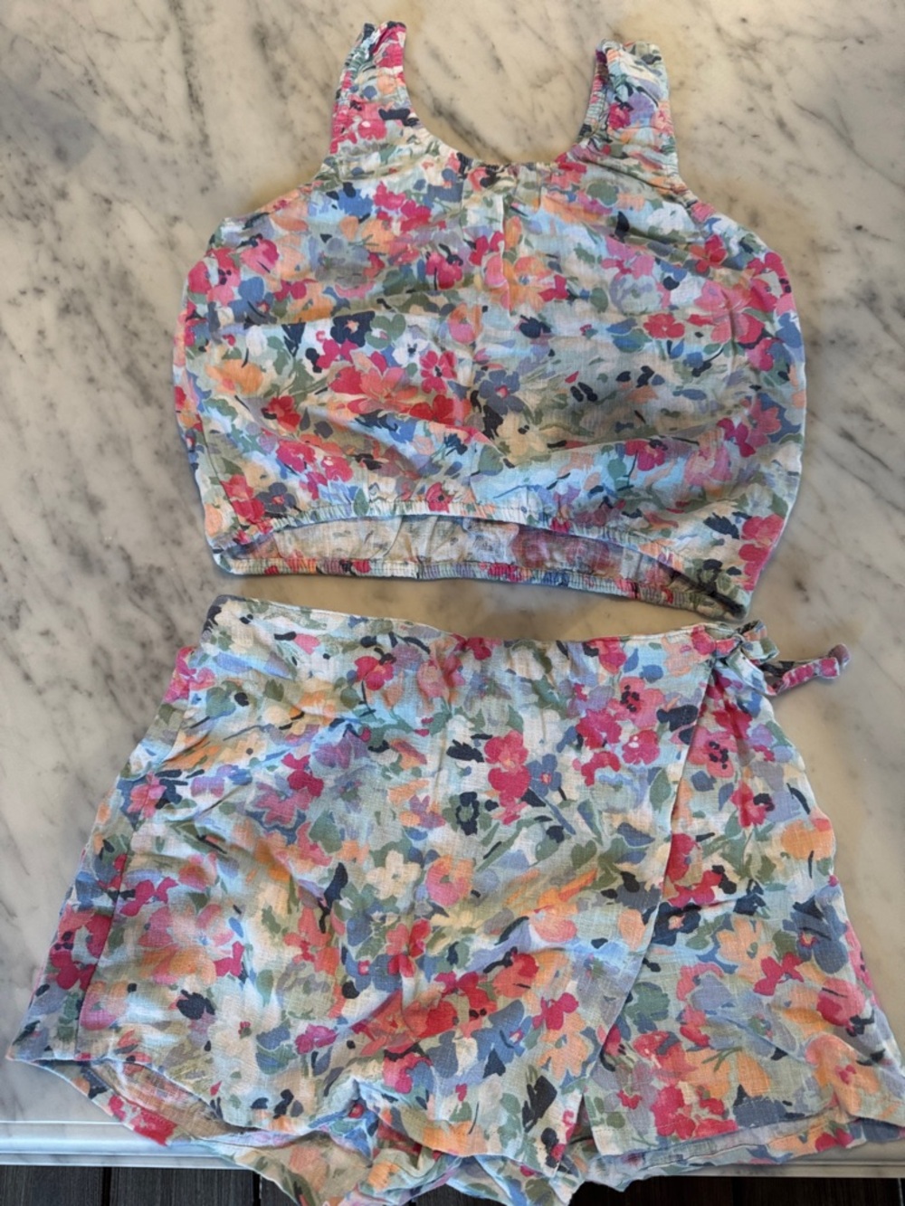 abercrombie kids Floral Tank & Wrap Shorts Set — Pink Blue Green